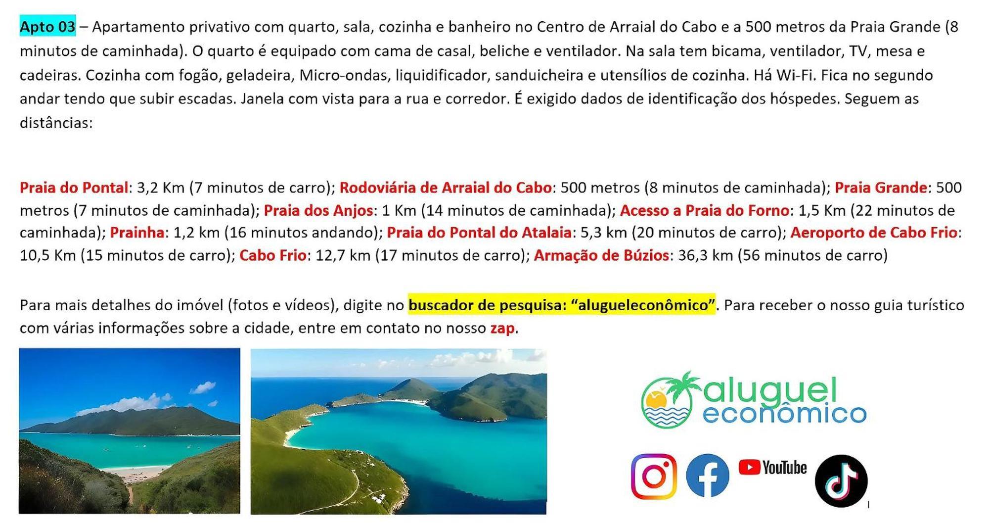 Appartement Arraial Do Cabo - Brisas Do Farol - Aluguel Economico Extérieur photo