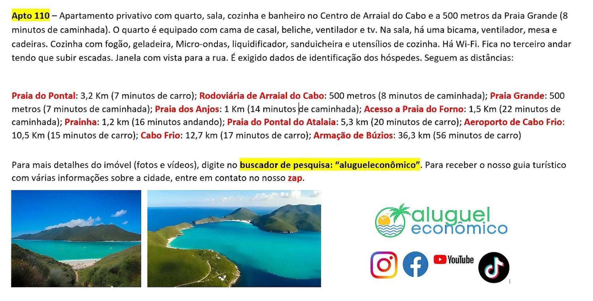 Appartement Arraial Do Cabo - Brisas Do Farol - Aluguel Economico Extérieur photo