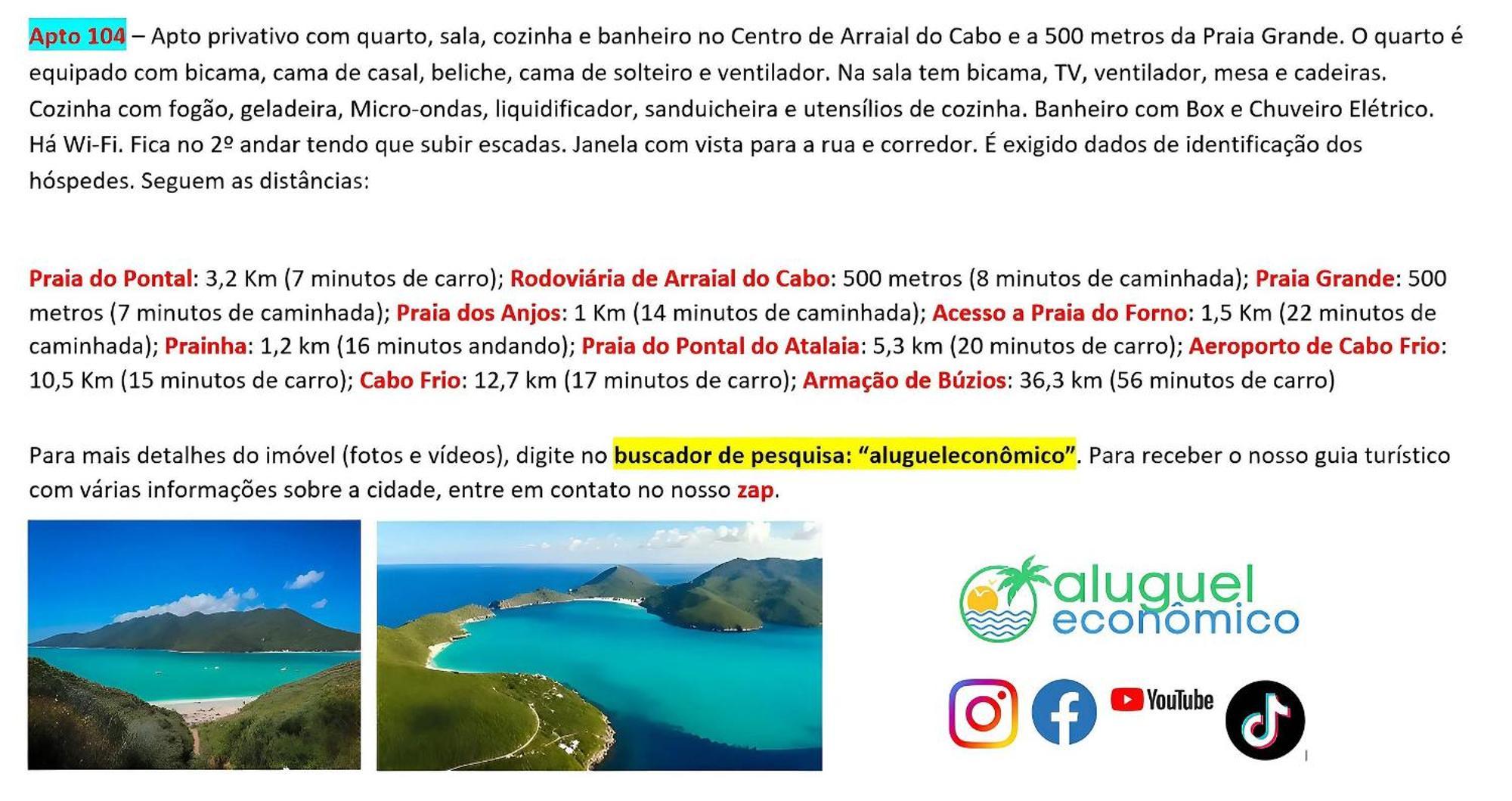Appartement Arraial Do Cabo - Brisas Do Farol - Aluguel Economico Extérieur photo