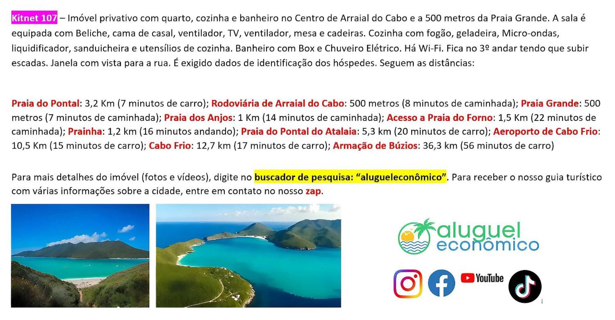 Appartement Arraial Do Cabo - Brisas Do Farol - Aluguel Economico Extérieur photo