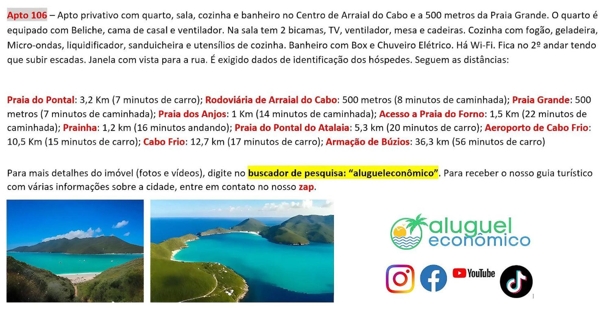 Appartement Arraial Do Cabo - Brisas Do Farol - Aluguel Economico Extérieur photo
