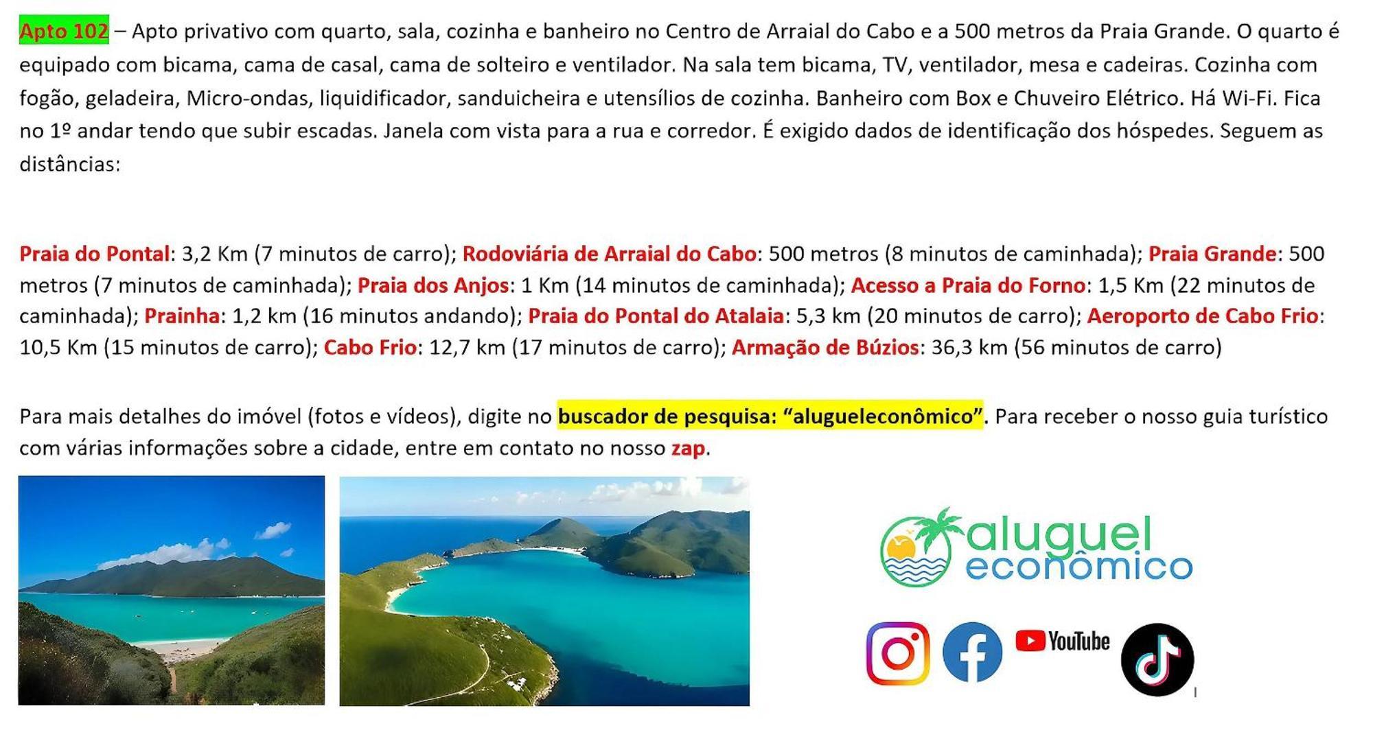 Appartement Arraial Do Cabo - Brisas Do Farol - Aluguel Economico Extérieur photo