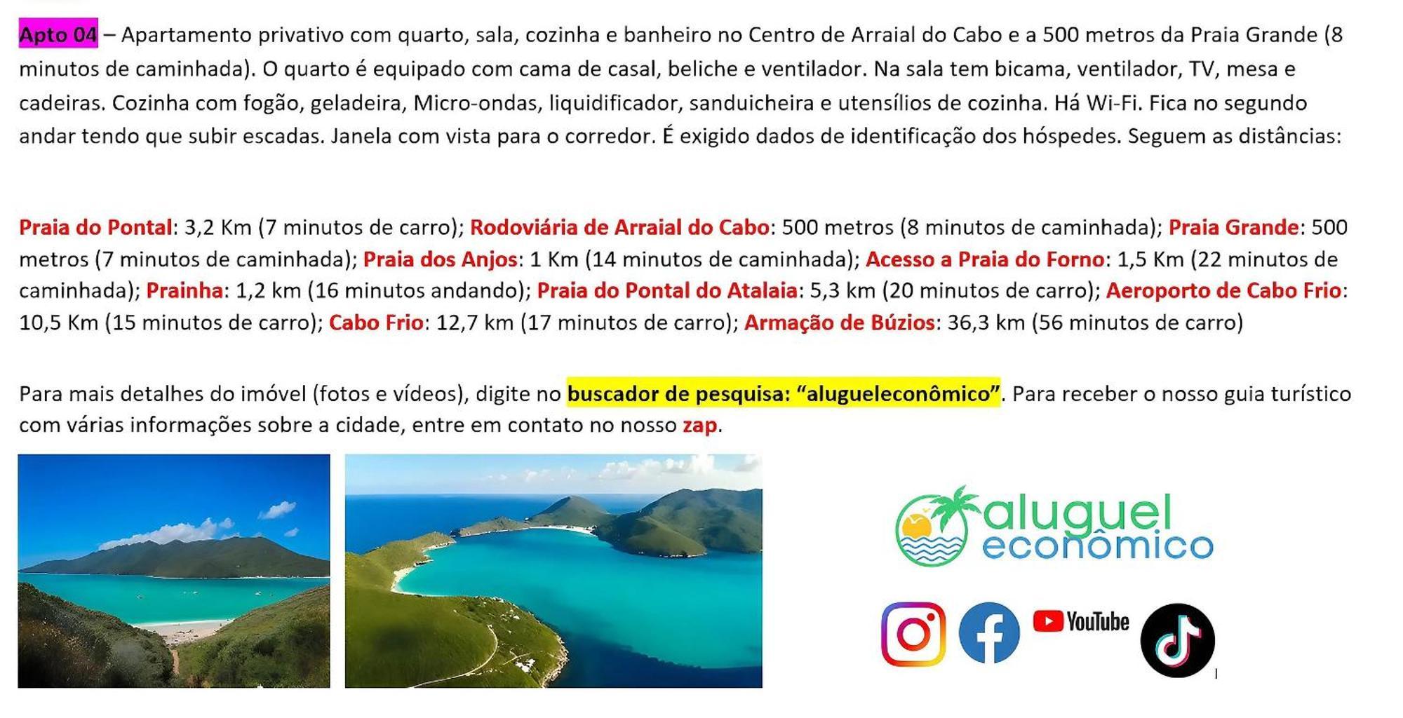 Appartement Arraial Do Cabo - Brisas Do Farol - Aluguel Economico Extérieur photo