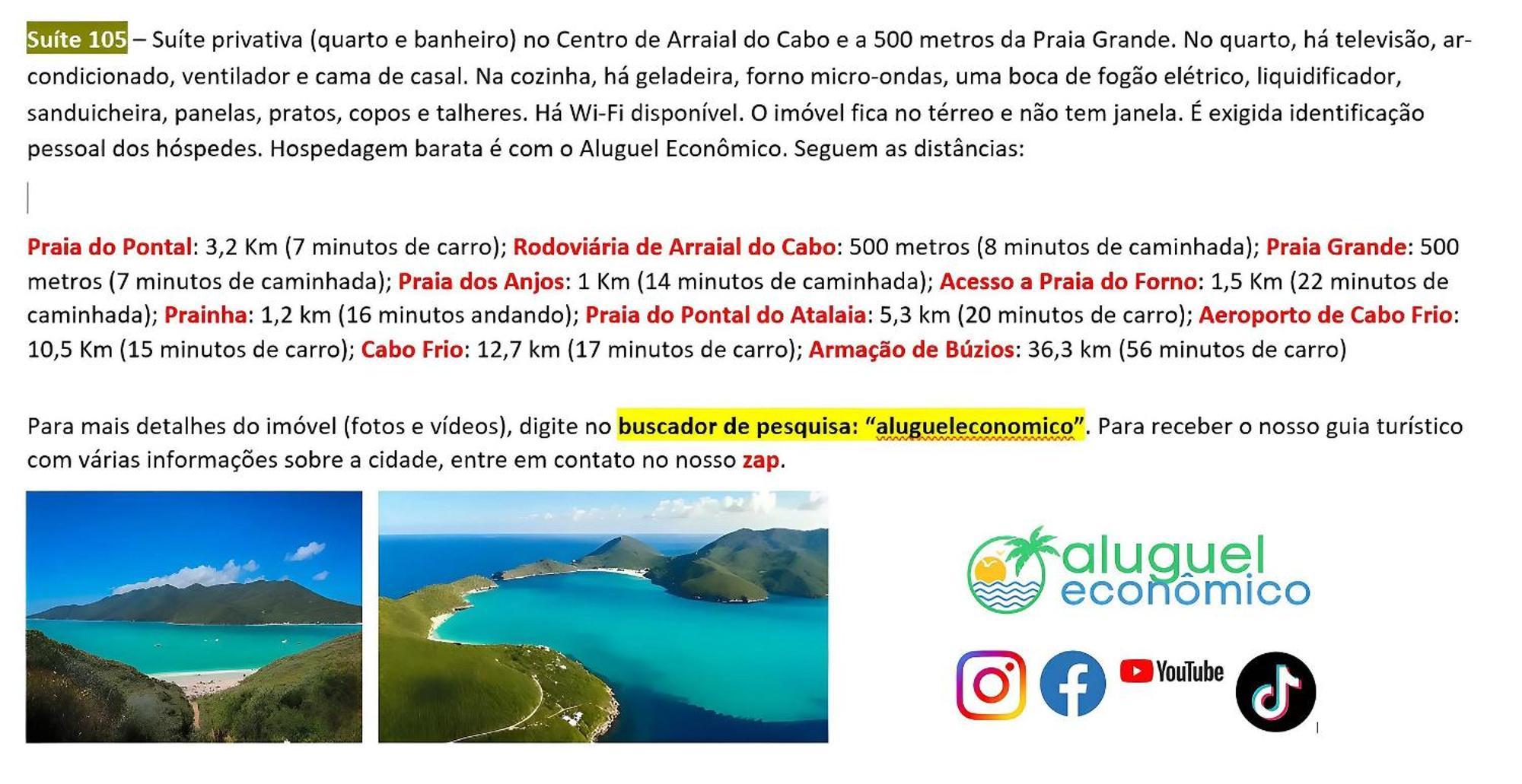 Appartement Arraial Do Cabo - Brisas Do Farol - Aluguel Economico Extérieur photo