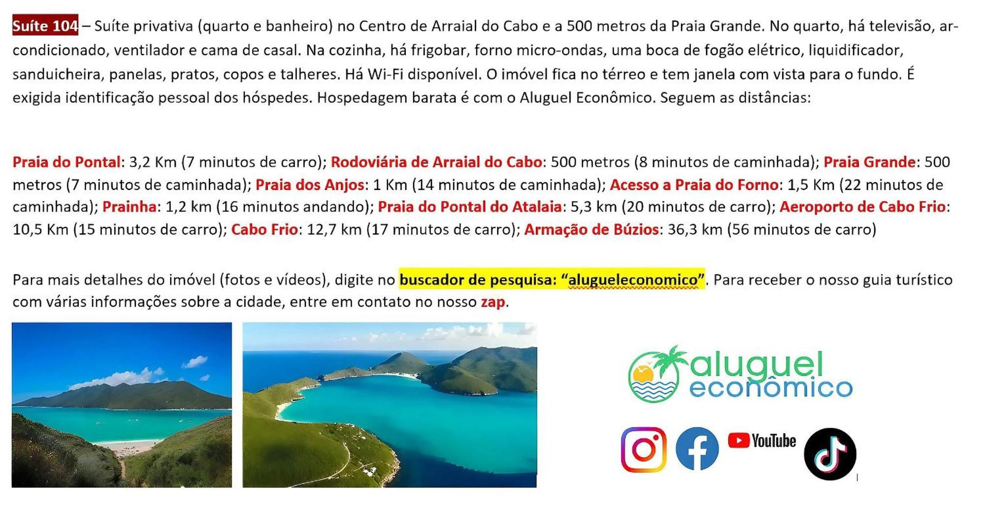 Appartement Arraial Do Cabo - Brisas Do Farol - Aluguel Economico Extérieur photo
